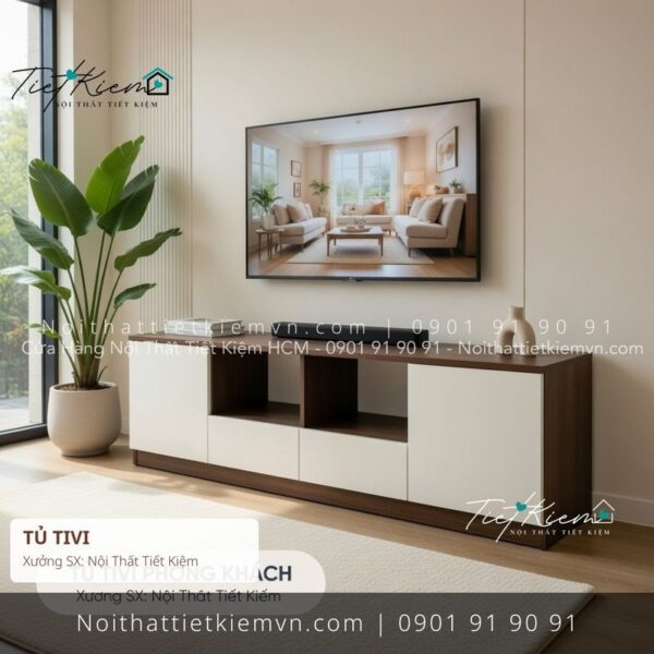 mẫu tủ tivi đa năng màu nâu cho căn hộ giá rẻ 1 Kệ Tủ Tivi Nội Thất Tiết Kiệm HCM