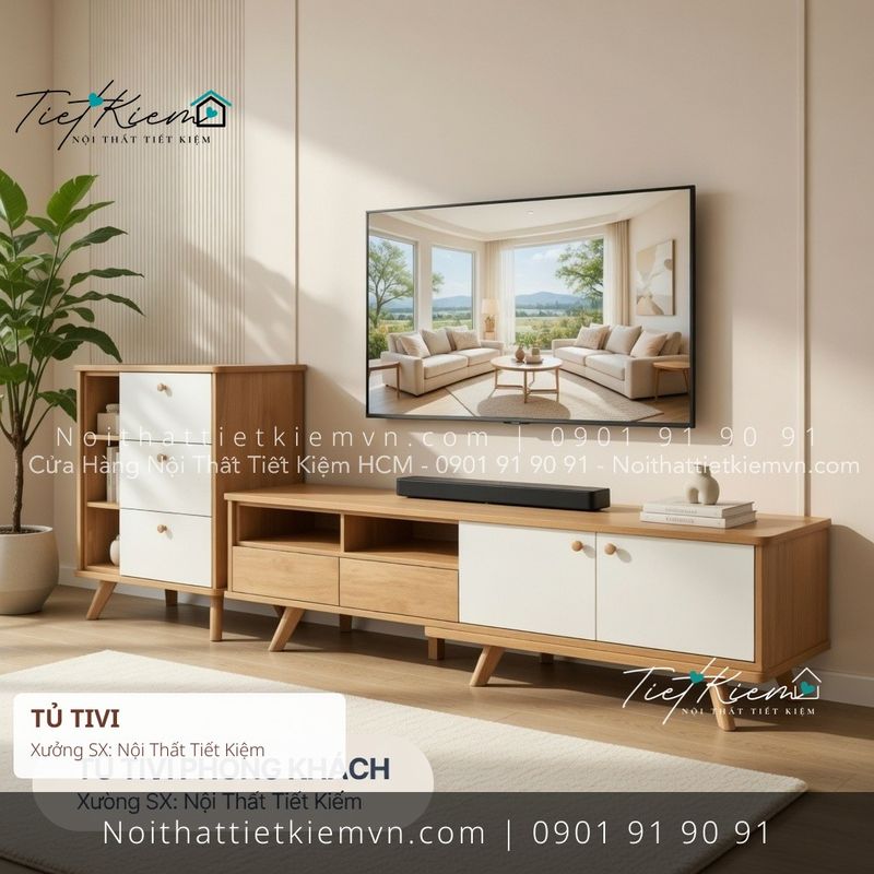 mẫu tủ tivi hiện đại có ghế đẹp giá rẻ - Kệ Tủ Tivi - Nội Thất Tiết Kiệm