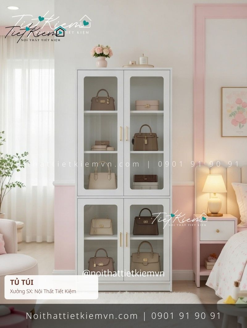 mẫu tủ túi kính xám hiện đại giá rẻ - Tủ Túi - Nội Thất Tiết Kiệm