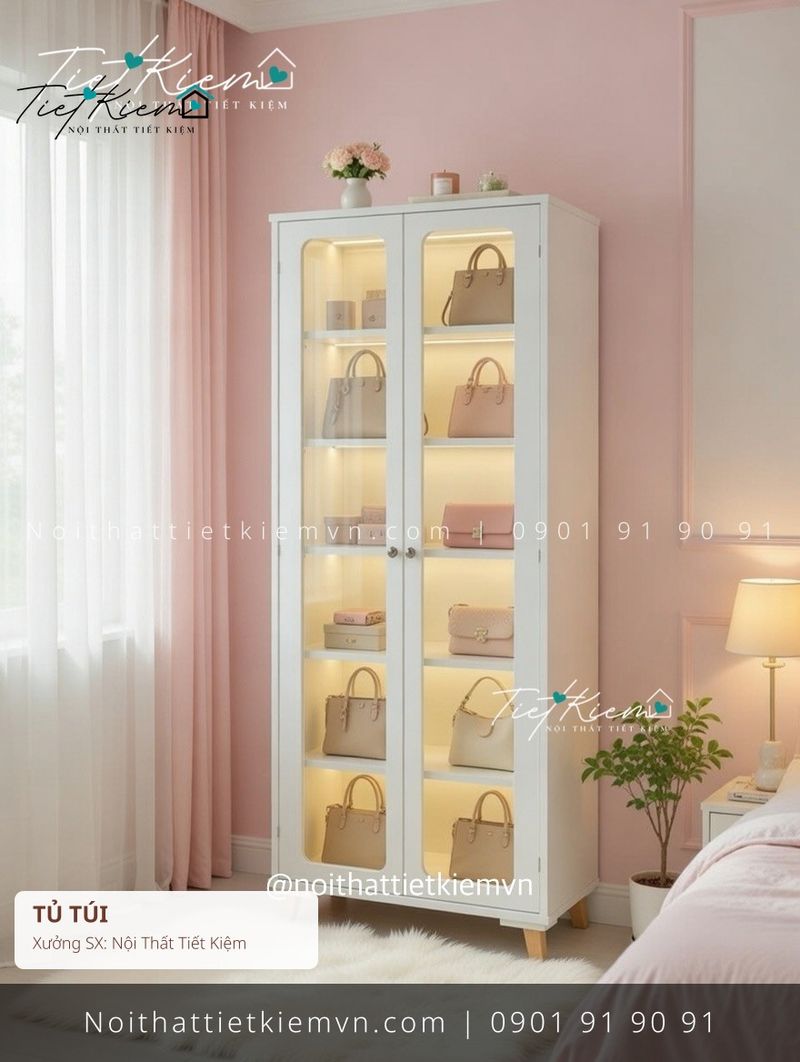 mẫu tủ túi kính xám hiện đại giá rẻ - Tủ Túi - Nội Thất Tiết Kiệm