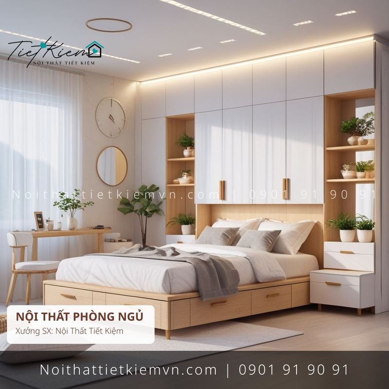 mua giường 1m4 gỗ quận 7 giá rẻ - Giường Ngủ - Nội Thất Tiết Kiệm