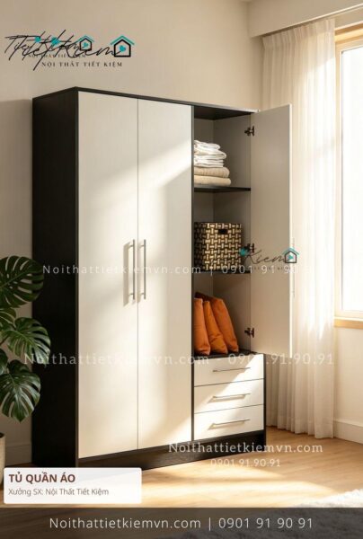 mua tủ quần áo gỗ phối gỗ giá rẻ 1 Tủ Quần Áo Nội Thất Tiết Kiệm HCM