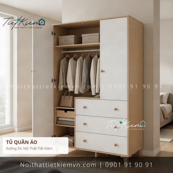 top 19 các mẫu tủ quần áo cánh lật đẽp giá rẻ 1 Tủ Quần Áo Nội Thất Tiết Kiệm HCM