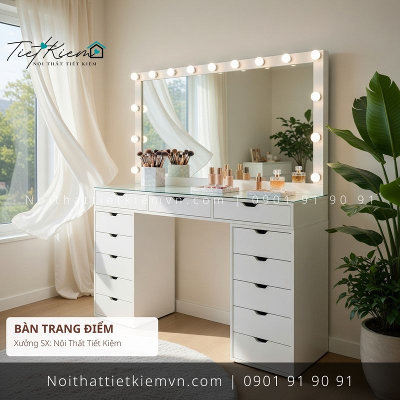 top 3 các mẫu bàn trang điểm có gương phòng khách giá rẻ - Bàn Trang Điểm - Nội Thất Tiết Kiệm