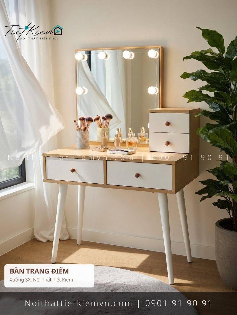 top 9 các mẫu bàn trang điểm cửa kính có ghế cho căn hộ giá rẻ - Bàn Trang Điểm - Nội Thất Tiết Kiệm