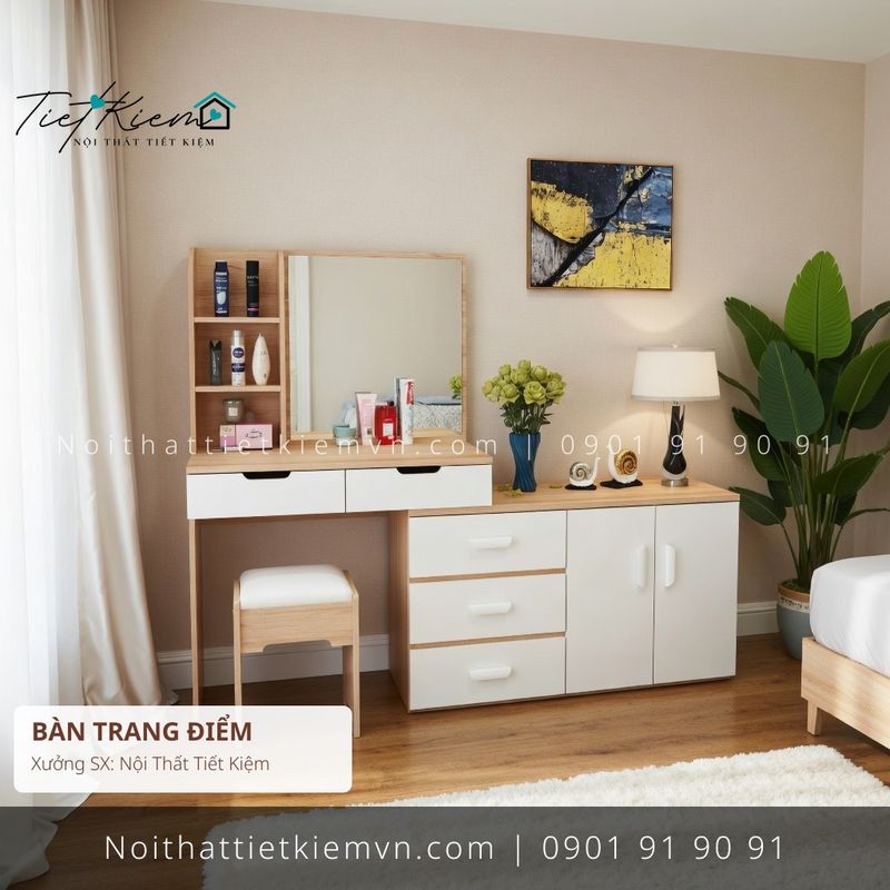 top 99 bàn trang điểm gỗ sồi hiện đại giá rẻ - Bàn Trang Điểm - Nội Thất Tiết Kiệm