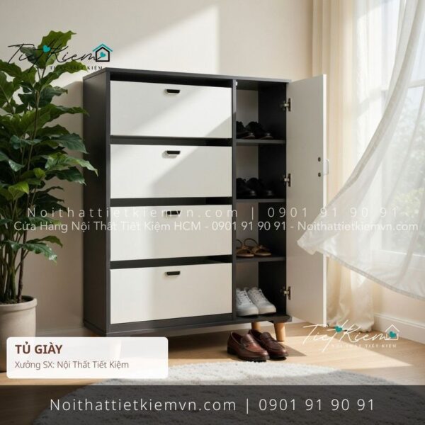 top 99 các mẫu tủ giầy cửa lùa phối xám giá rẻ 1 Tủ Giày Nội Thất Tiết Kiệm HCM