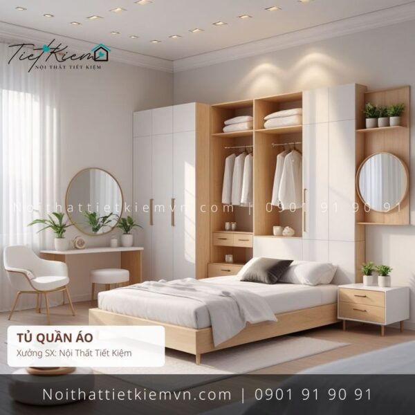 top 99 các mẫu tủ quần áo MDF giá rẻ cho nhà phố 1 Tủ Quần Áo Nội Thất Tiết Kiệm HCM