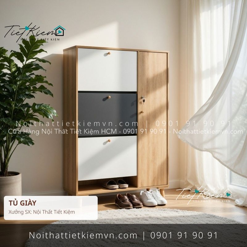 top tủ giầy cánh lùa nhà phố giá rẻ - Tủ Giày - Nội Thất Tiết Kiệm