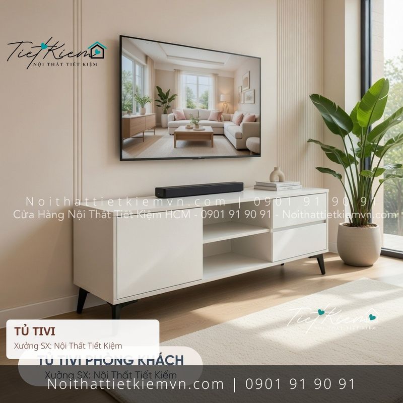 tủ tivi có gương Bình Thạnh giá rẻ - Kệ Tủ Tivi - Nội Thất Tiết Kiệm