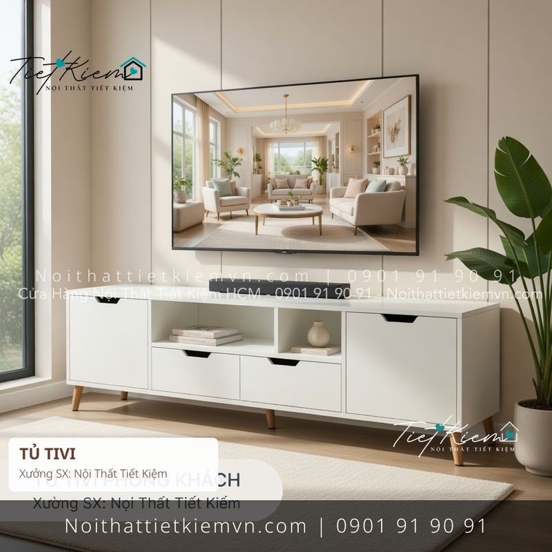 tủ tv xám hiện đại giá rẻ - Kệ Tủ Tivi - Nội Thất Tiết Kiệm