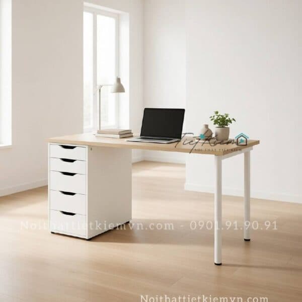 Bàn làm việc ikea 1 tủ mặt bàn dày dặn ngang 1m2