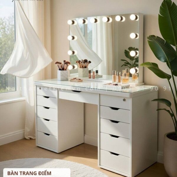 bàn trang điểm cao cấp đèn led chuyên nghiệp