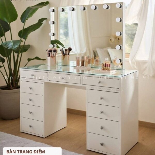 Bàn trang điểm có đèn cao cấp Elizabeth Ngang 1m2