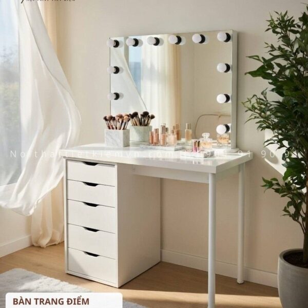 Bàn trang điểm có đèn cao cấp ngang 1m2