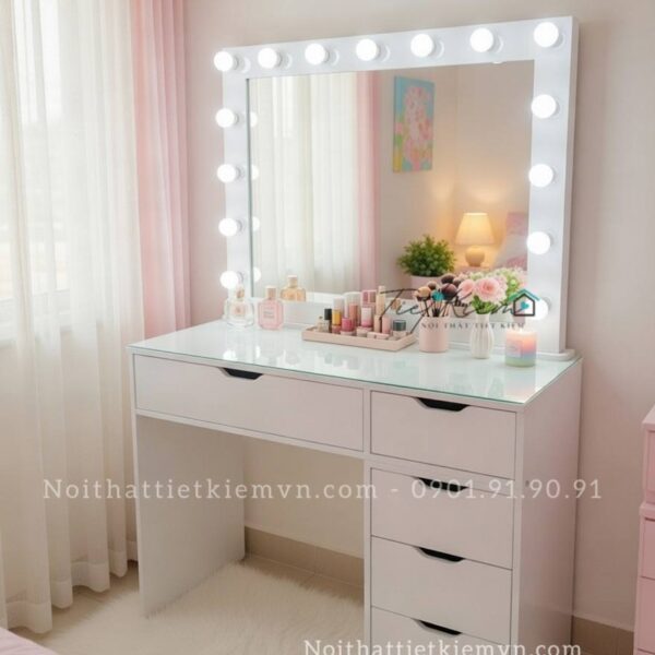 bàn trang điểm có gương đèn ngang 90cm