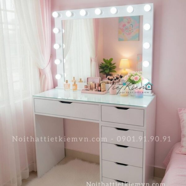 bàn trang điểm có gương đèn ngang 90cm