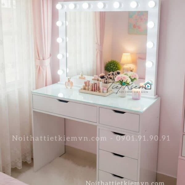 Bàn trang điểm có gương đèn ngang 90cm