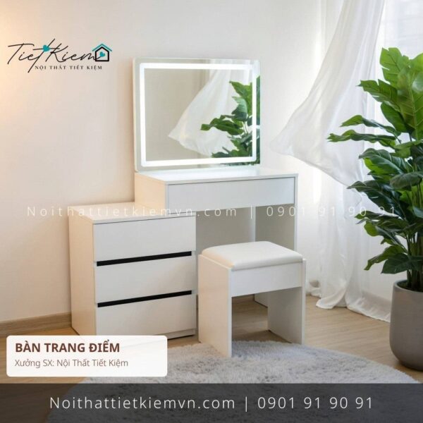 Bàn trang điểm đèn led âm ngang 1m