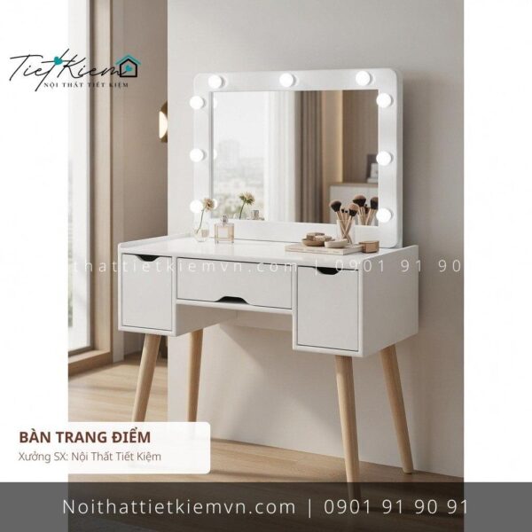 bàn trang điểm đèn led thiết kế