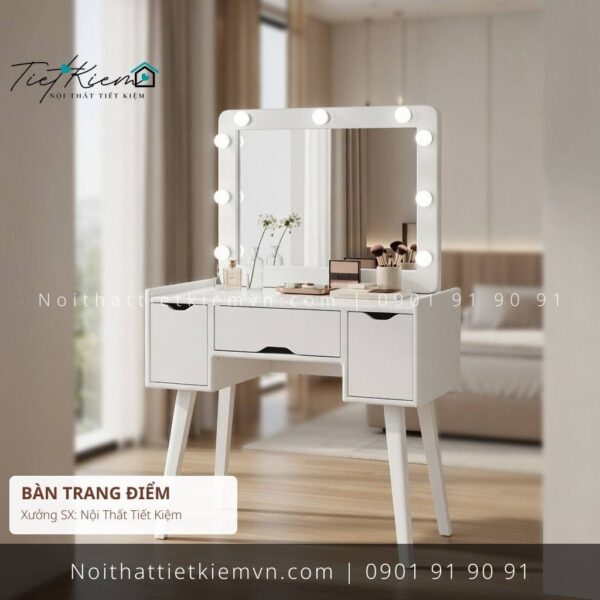 bàn trang điểm đèn led thiết kế