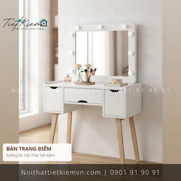 bàn trang điểm đèn led thiết kế