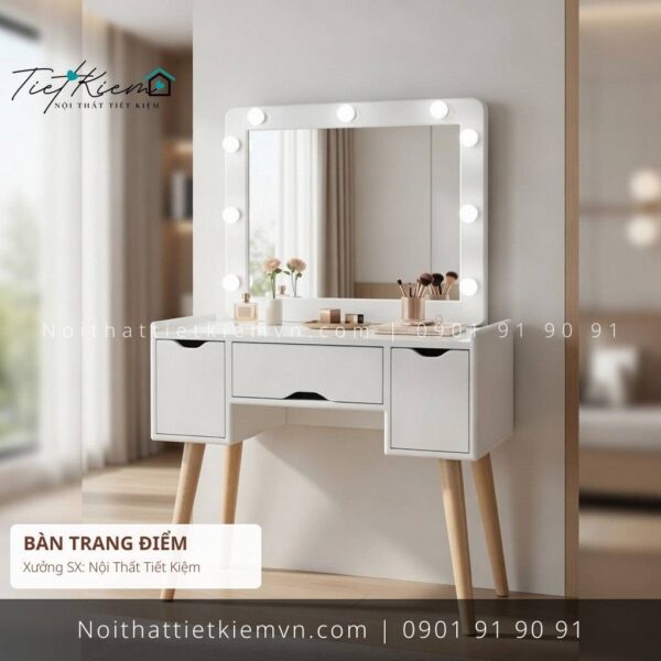 bàn trang điểm đèn led thiết kế