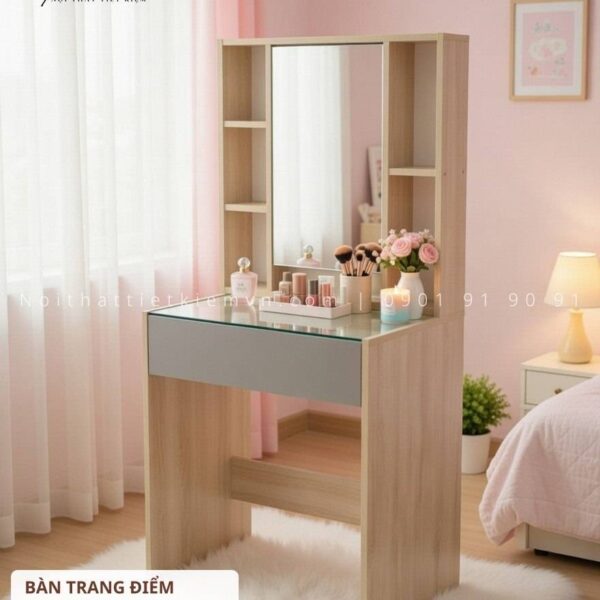 bàn trang điểm gỗ có kệ nước hoa