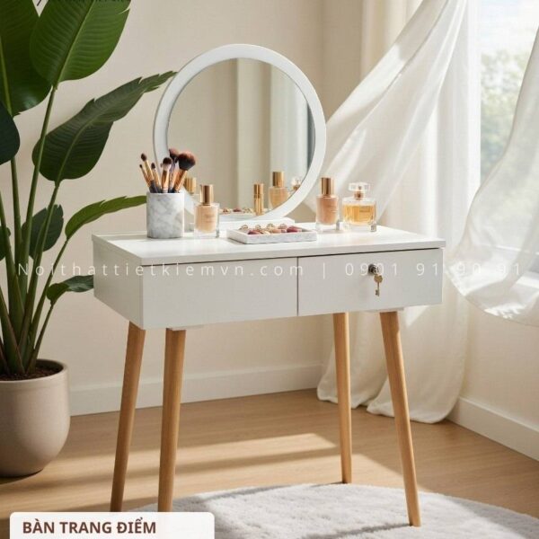 bàn trang điểm gương tròn nttk
