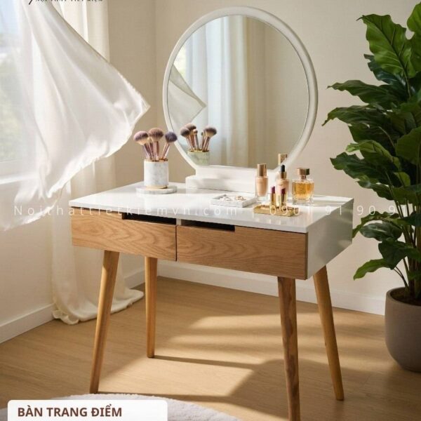 bàn trang điểm gương tròn nttk