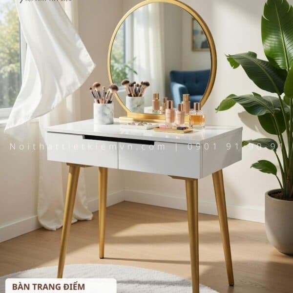 Bàn trang điểm gương tròn NTTK