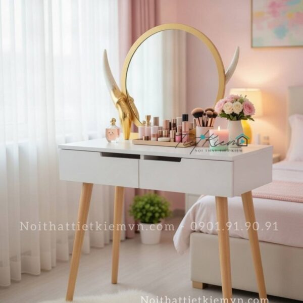 bàn trang điểm gương tròn
