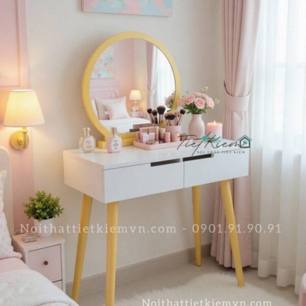 bàn trang điểm gương tròn