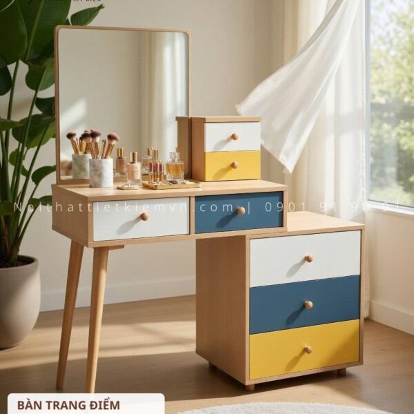 bàn trang điểm thiết kế gỗ ngang 1m2