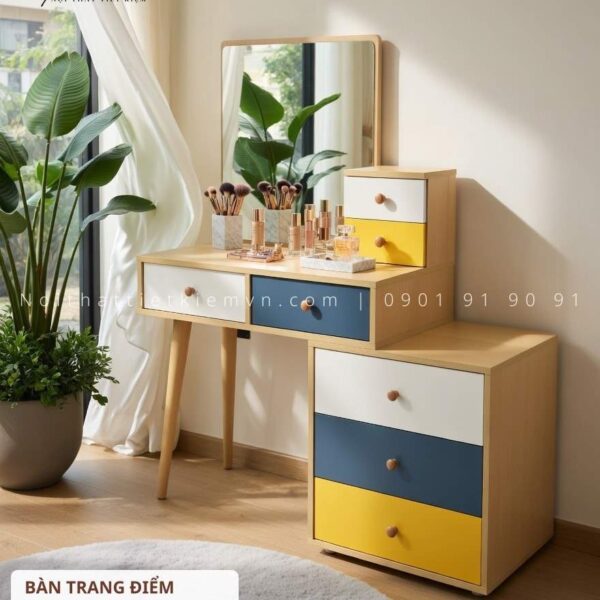 bàn trang điểm thiết kế gỗ ngang 1m2
