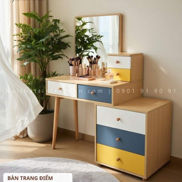 bàn trang điểm thiết kế gỗ ngang 1m2