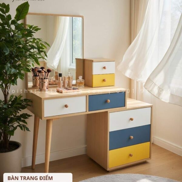 bàn trang điểm thiết kế gỗ ngang 1m2