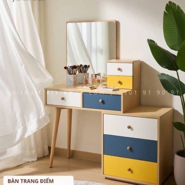 Bàn trang điểm thiết kế gỗ ngang 1m2