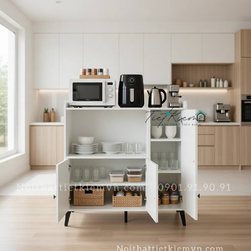 Kệ bếp gỗ đa năng ngang 90cm để đồ nhà 5 kệ bếp gỗ