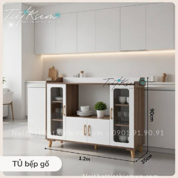 Kệ để lò vi sóng vân gỗ óc chó ngang 1m2 8 kệ để lò vi sóng vân gỗ