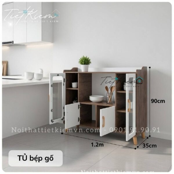 Kệ để lò vi sóng vân gỗ óc chó ngang 1m2 10 kệ để lò vi sóng vân gỗ