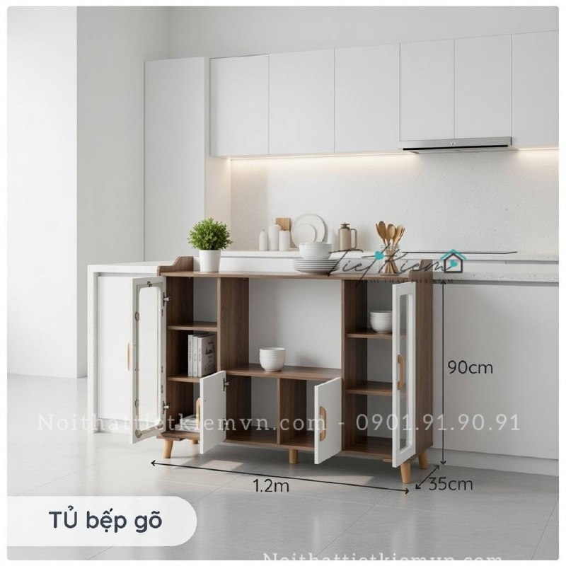 Kệ để lò vi sóng vân gỗ óc chó ngang 1m2 6 kệ để lò vi sóng vân gỗ