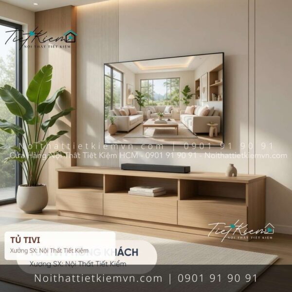 kệ tivi decor phòng khách màu trắng ngang 1m4