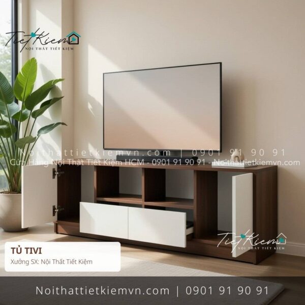 kệ tủ tivi phòng khách gỗ đẹp ngang 1m6