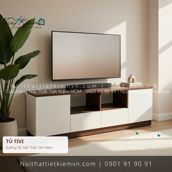 kệ tủ tivi phòng khách gỗ đẹp ngang 1m6