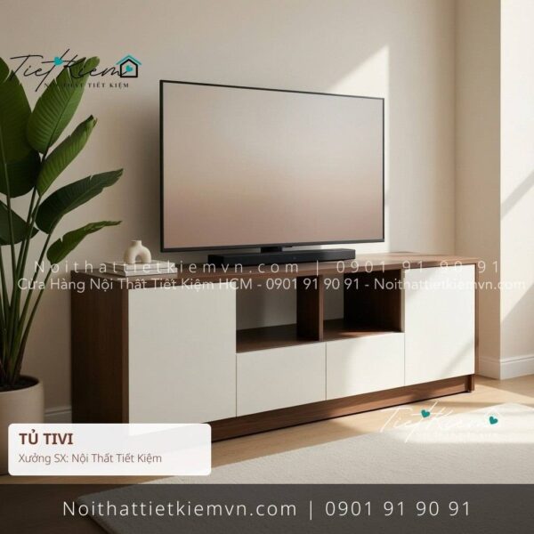 kệ tủ tivi phòng khách gỗ đẹp ngang 1m6