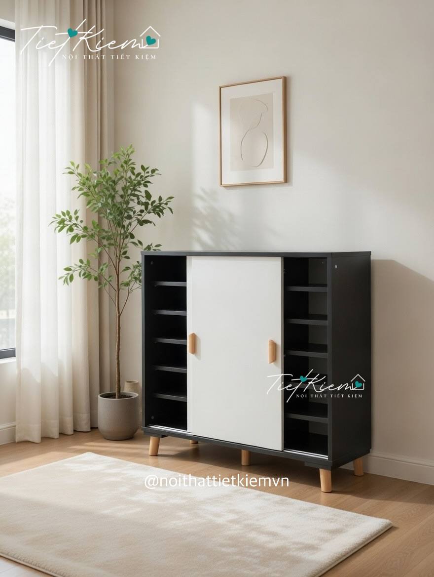 Tủ giày cửa lùa ngang 90cm cho nhà phố 2 tủ giày cửa lùa ngang 90cm