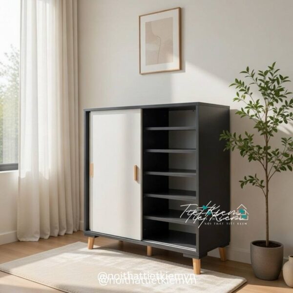 Tủ giày cửa lùa ngang 90cm cho nhà phố