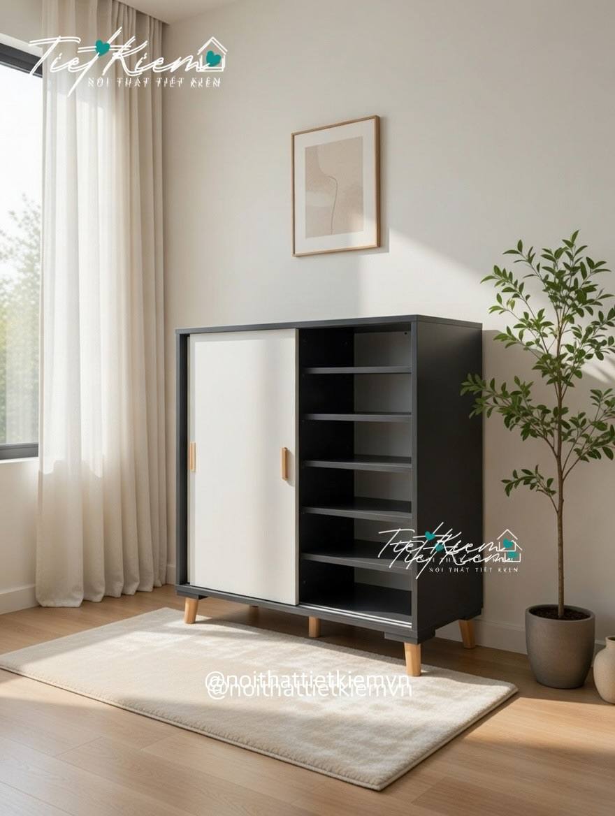 Tủ giày cửa lùa ngang 90cm cho nhà phố 1 tủ giày cửa lùa ngang 90cm