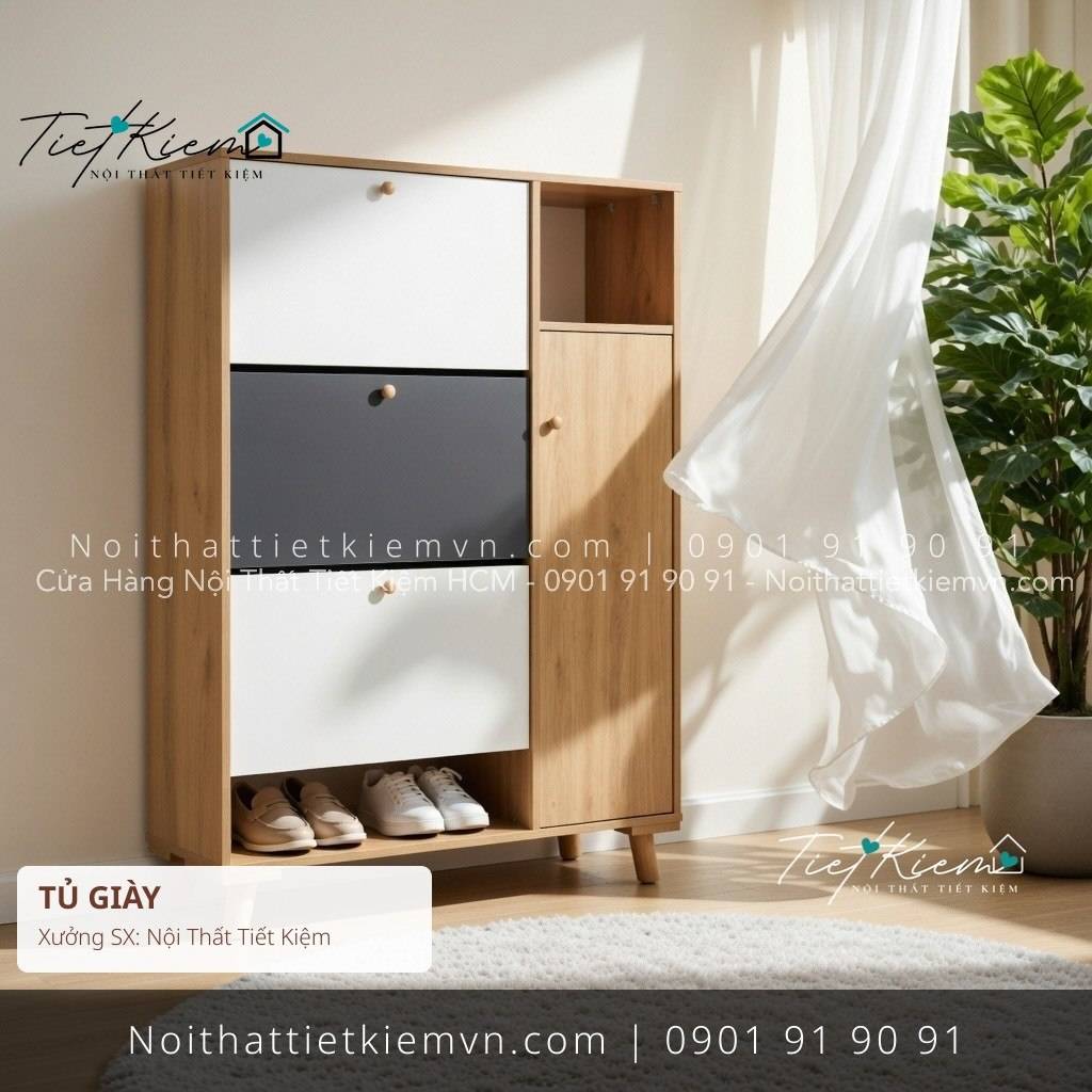 Tủ giày thông minh cửa lật ngang 90cm cho nhà phố 1 tủ giày thông minh cửa lật